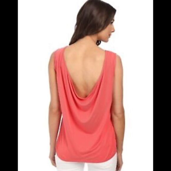 BCBG Red Teri Sleeveless Cowl Back Tank Top - Picture 5 of 8
